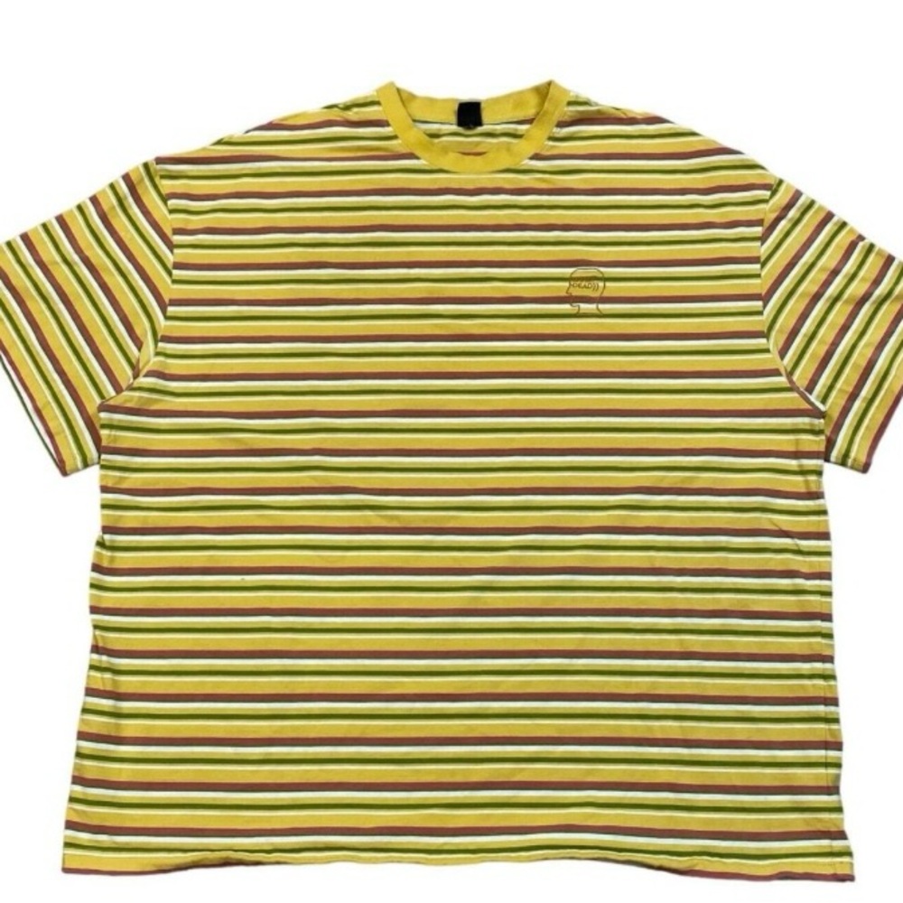 Brain Dead 90s Block Striped Yellow and Multi Men's t shirt